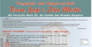 Peregrinatio reliquie dei Santi Teresa, Luigi e Zelia Martin