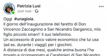 Smarrisce cellulare, riconsegnato dopo due mesi ai Carabinieri